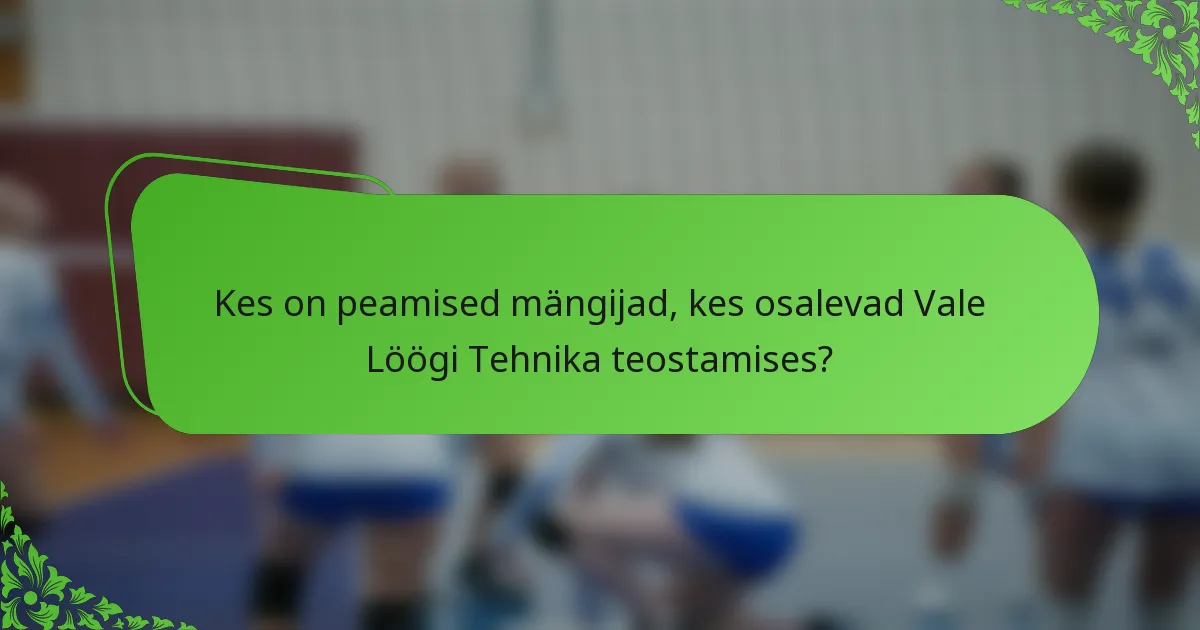 Kes on peamised mängijad, kes osalevad Vale Löögi Tehnika teostamises?