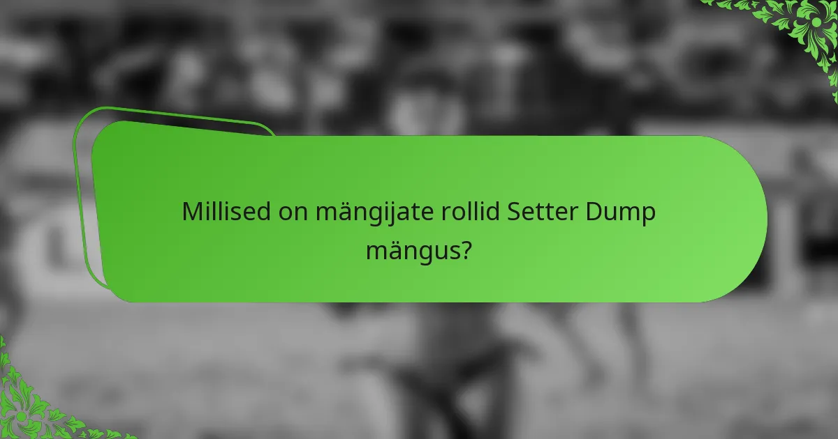 Millised on mängijate rollid Setter Dump mängus?